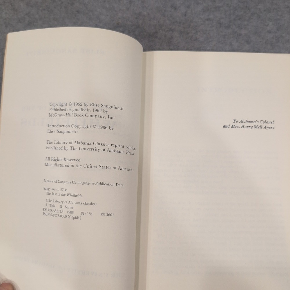 The Last of the Whitfields Elise Sanguinetti Paperback 1986 Alabama Classics - Picture 2 of 6